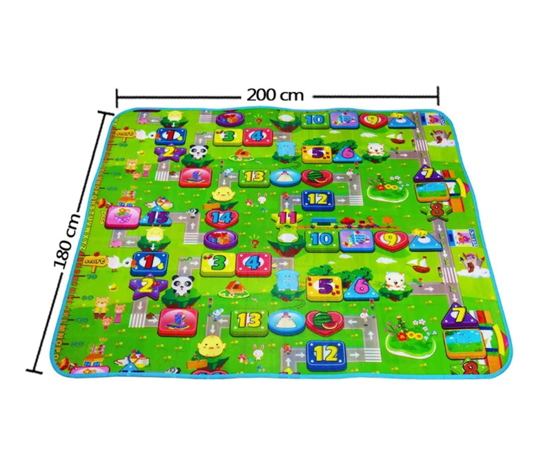 Tapis d'éveil XXL réversible avec motifs colorés, 180x200 cm.