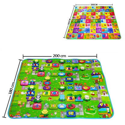 Tapis d'éveil XXL réversible avec motifs colorés pour bébé, 180x200cm.