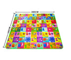 Tapis d'éveil XXL réversible pour bébé, motifs animaux colorés, 180x200 cm.
