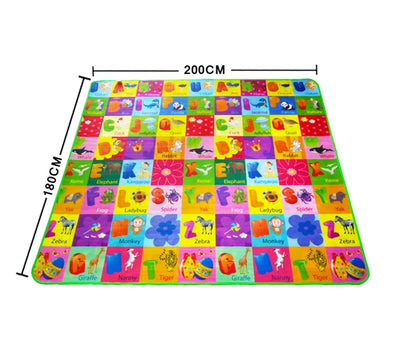 Tapis d'éveil XXL réversible pour bébé, motifs animaux colorés, 180x200 cm.