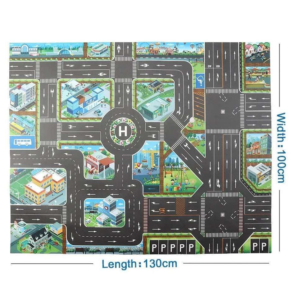 Tapis de Jeu Voiture pour Enfants - Circuit de Circulation, Imperméable, 100x130cm