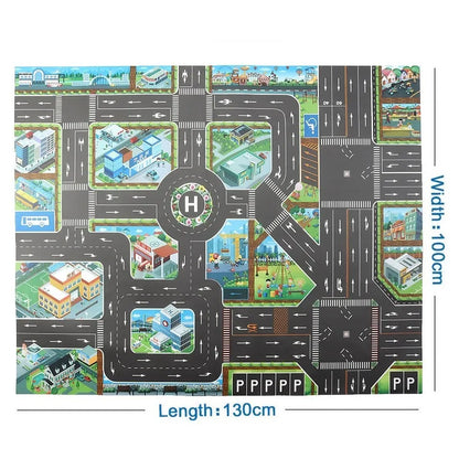 Tapis de Jeu Voiture pour Enfants - Circuit de Circulation, Imperméable, 100x130cm