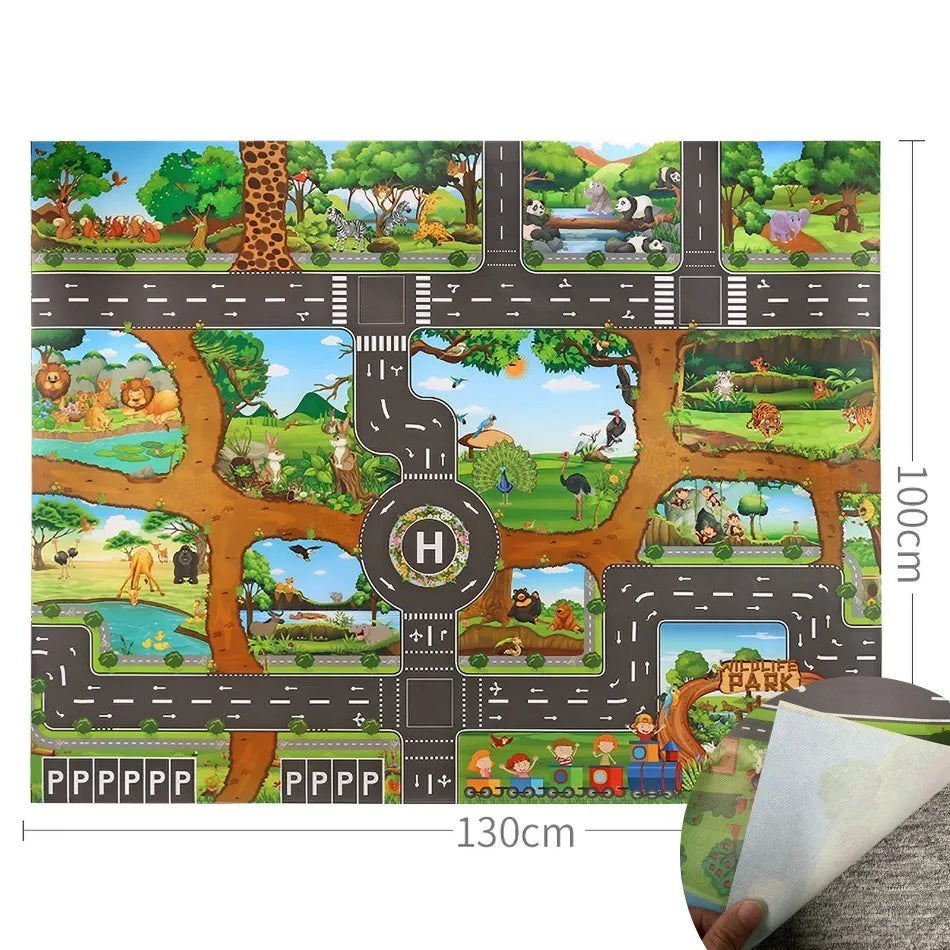 Tapis de Jeu Voiture pour Enfants - Circuit de Circulation, Imperméable, 100x130cm