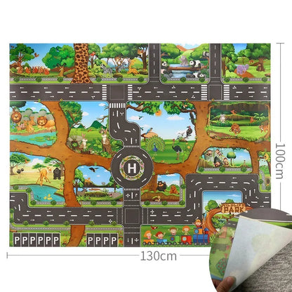 Tapis de Jeu Voiture pour Enfants - Circuit de Circulation, Imperméable, 100x130cm
