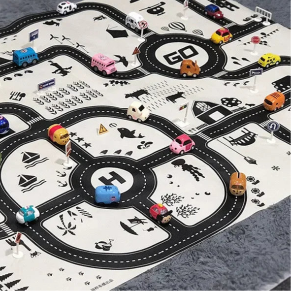 Tapis de Jeu Routier XXL pour Enfants 130x100cm