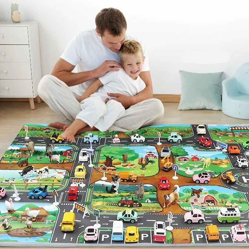 Tapis de Jeu Voiture pour Enfants - Circuit de Circulation, Imperméable, 100x130cm