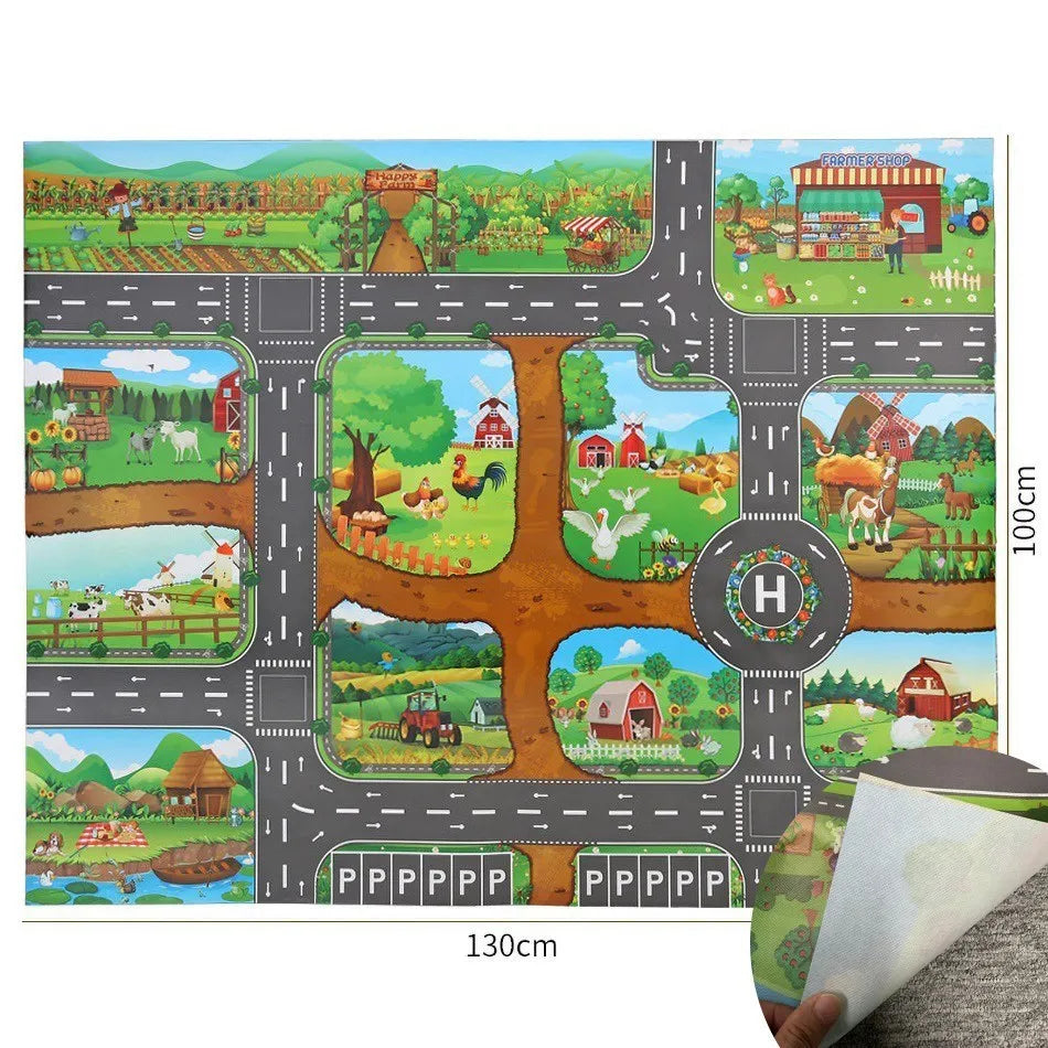 Tapis de Jeu Voiture pour Enfants - Circuit de Circulation, Imperméable, 100x130cm