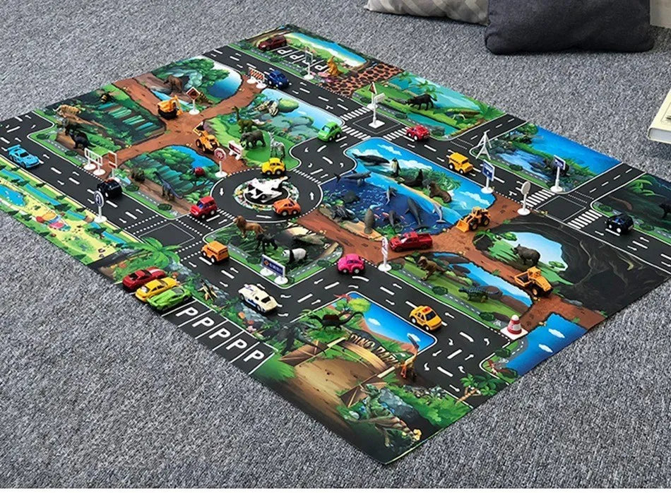 Tapis de Jeu Voiture pour Enfants - Circuit de Circulation, Imperméable, 100x130cm