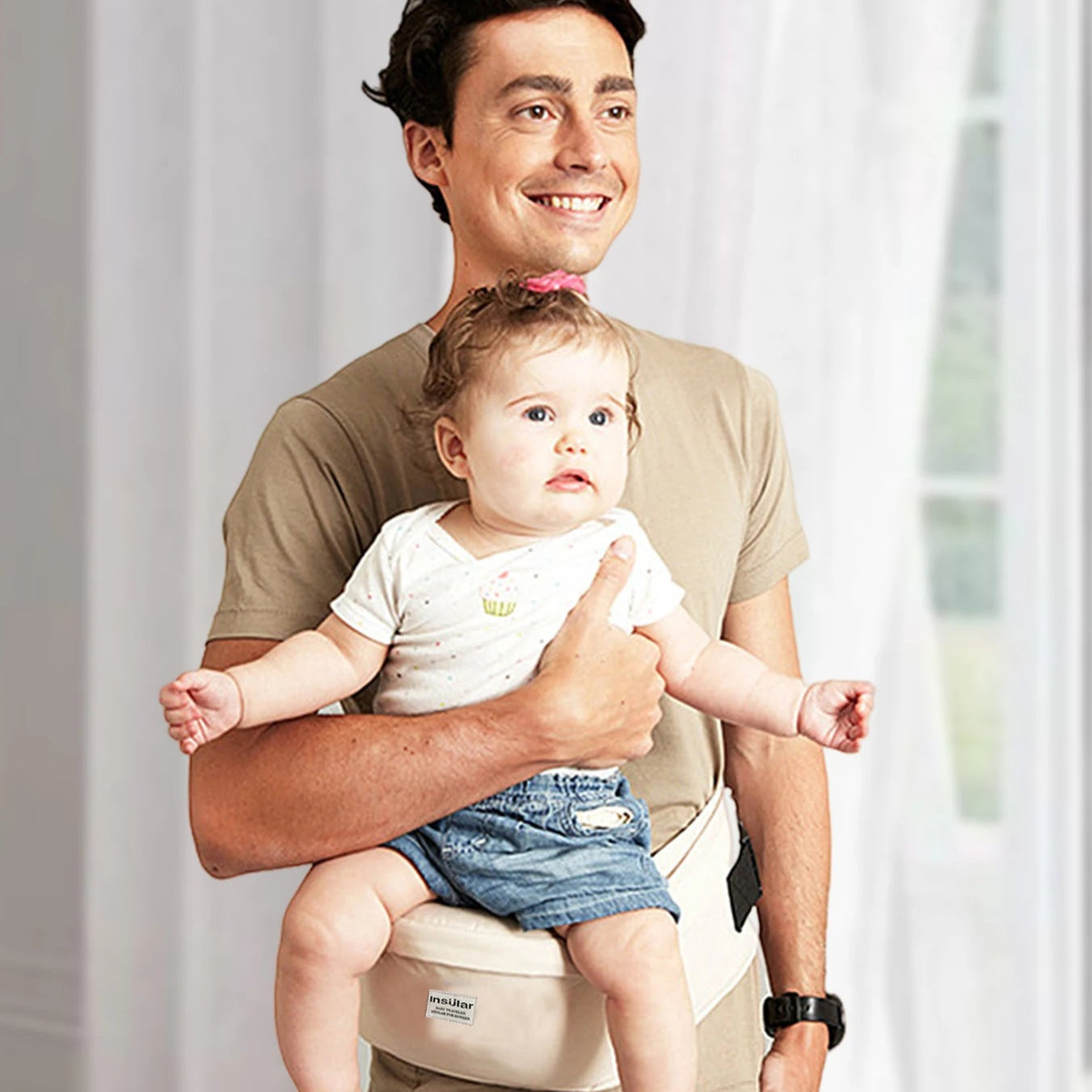 Porte-bébé ergonomique avec tabouret - Confort optimal pour parents et bébés