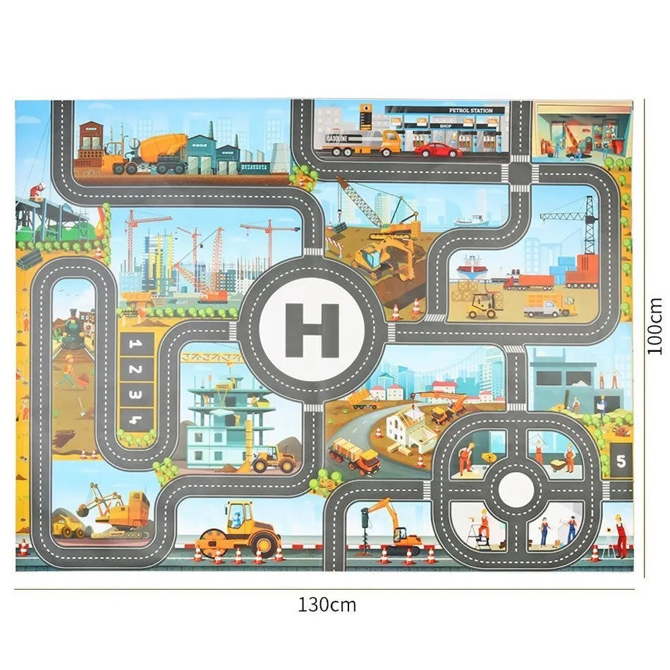 Tapis de Jeu Voiture pour Enfants - Circuit de Circulation, Imperméable, 100x130cm