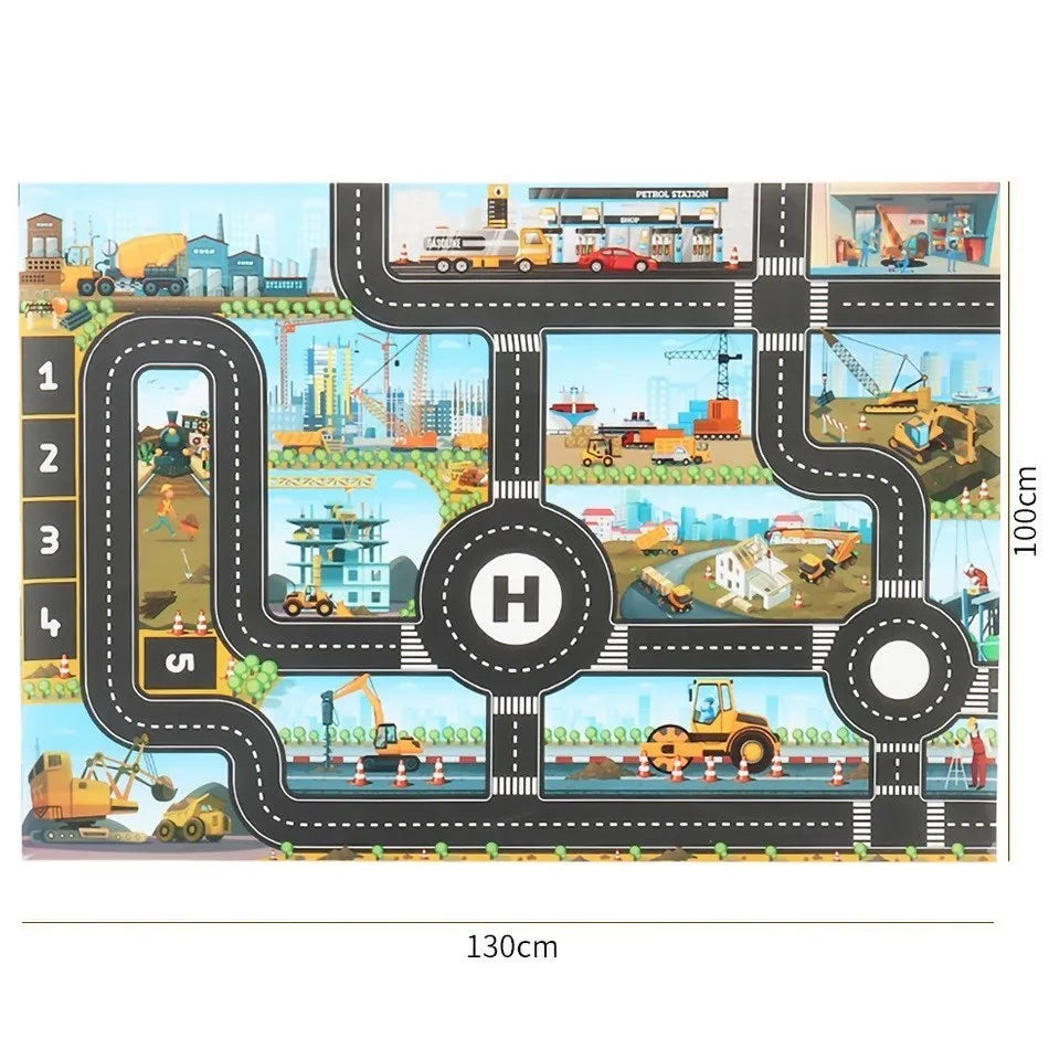 Tapis de Jeu Voiture pour Enfants - Circuit de Circulation, Imperméable, 100x130cm