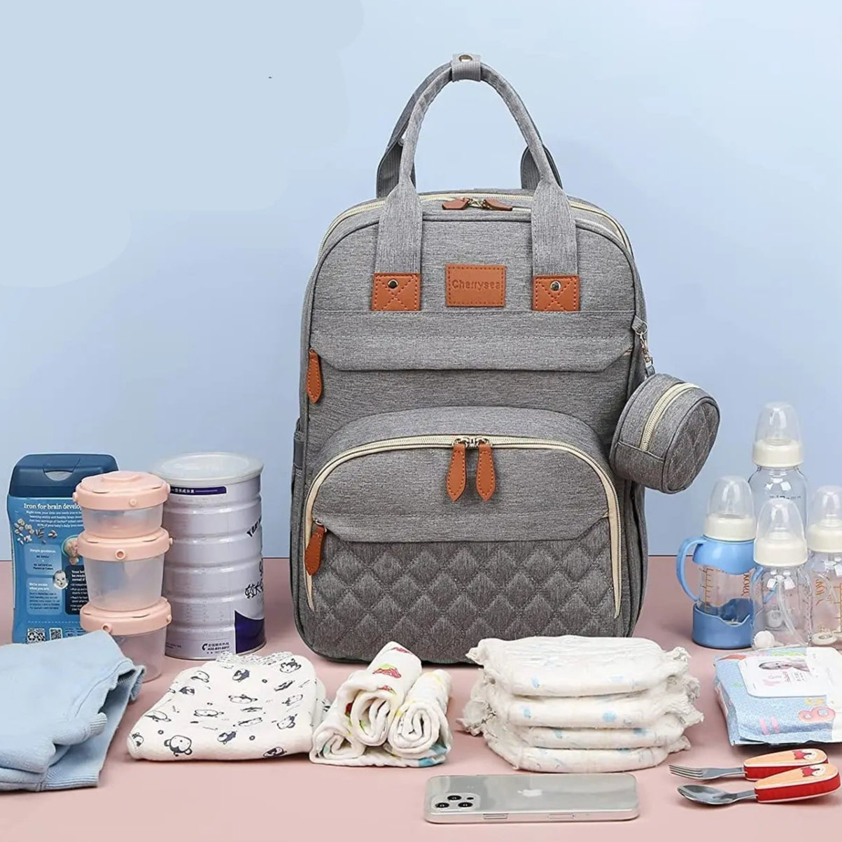 Sac à Dos à Langer Multifonctionnel avec Lit Pliant et Port USB pour Voyages