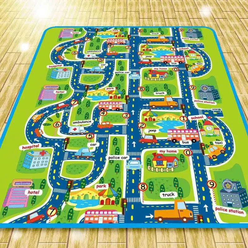Tapis de Jeu Antidérapant - Circuit Urbain pour Enfants