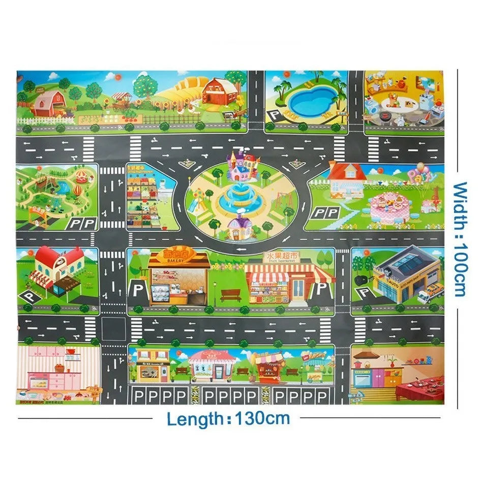 Tapis de Jeu Voiture pour Enfants - Circuit de Circulation, Imperméable, 100x130cm