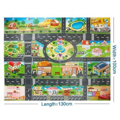 Tapis de Jeu Voiture pour Enfants - Circuit de Circulation, Imperméable, 100x130cm
