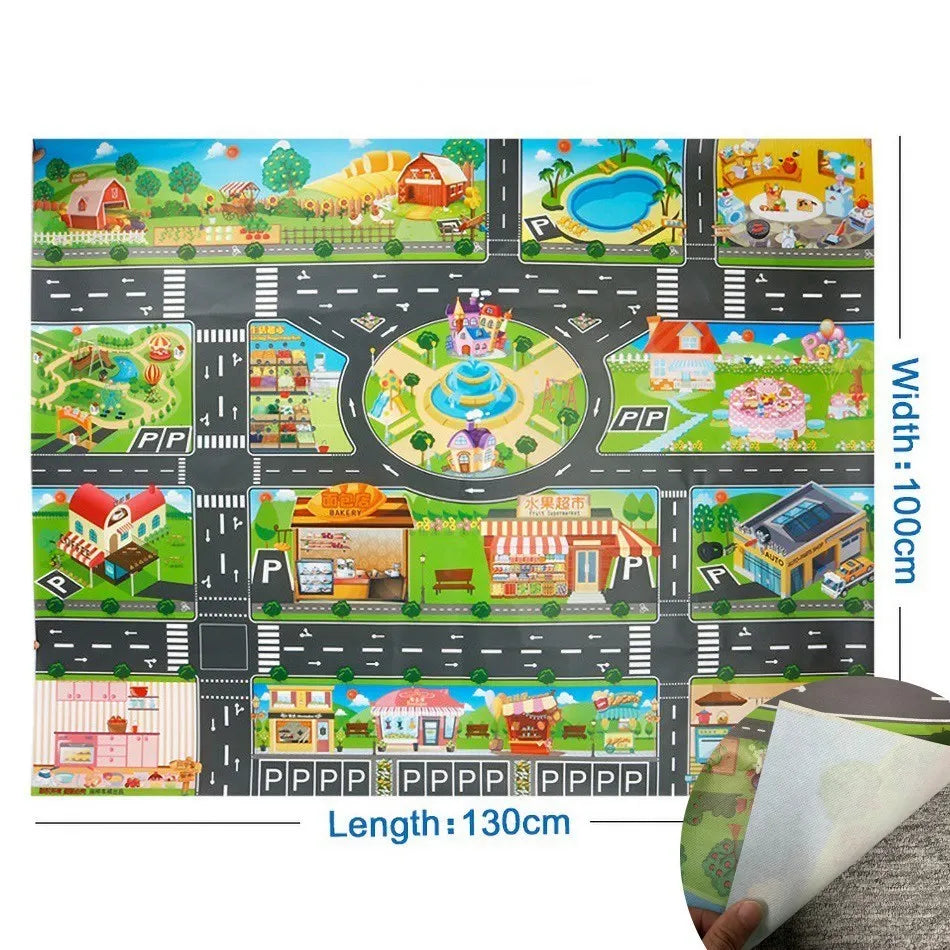 Tapis de Jeu Voiture pour Enfants - Circuit de Circulation, Imperméable, 100x130cm