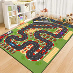 Tapis Voiture Enfant - Ville Miniature et Piste de Course en Polyester