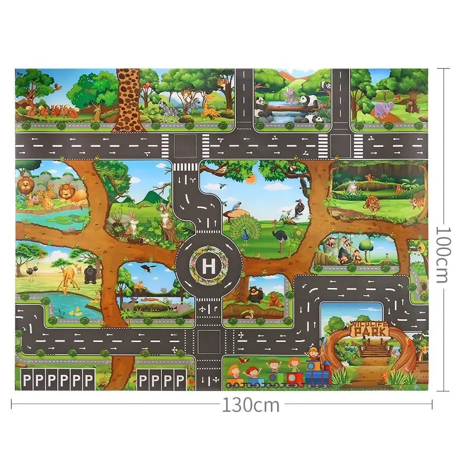 Tapis de Jeu Voiture pour Enfants - Circuit de Circulation, Imperméable, 100x130cm