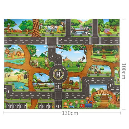 Tapis de Jeu Voiture pour Enfants - Circuit de Circulation, Imperméable, 100x130cm