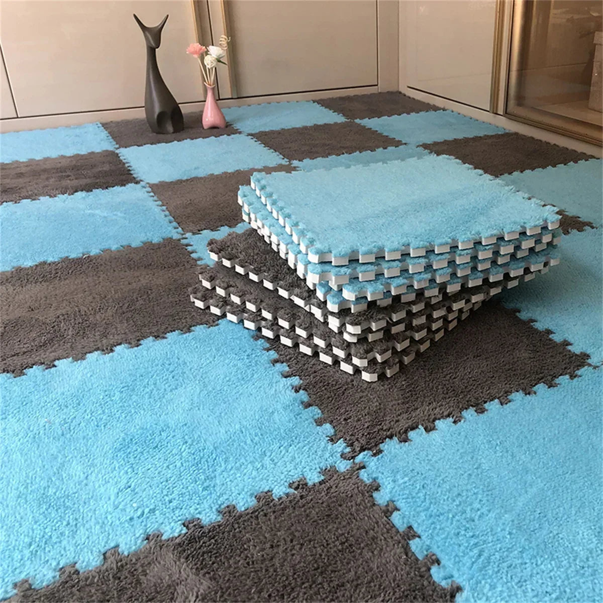 Tapis de sol bébé anti-choc - Dalles puzzle sécurisées et souples