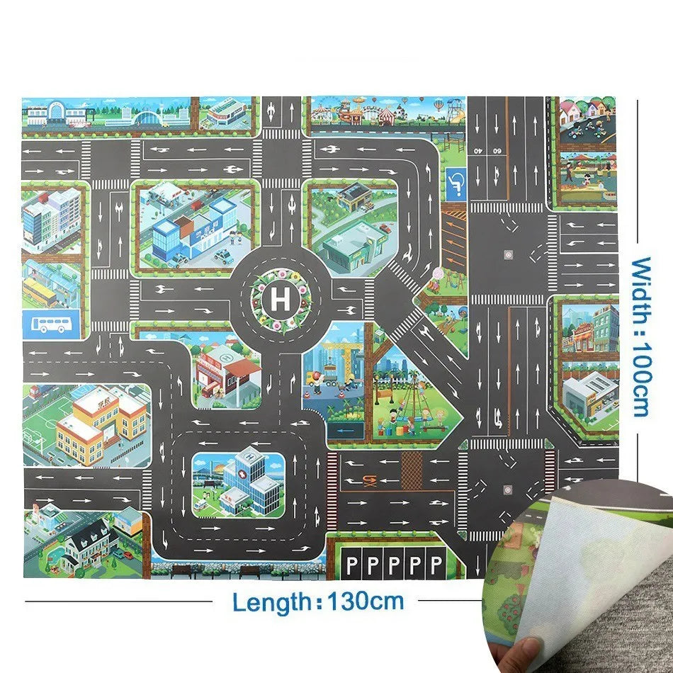 Tapis de Jeu Voiture pour Enfants - Circuit de Circulation, Imperméable, 100x130cm