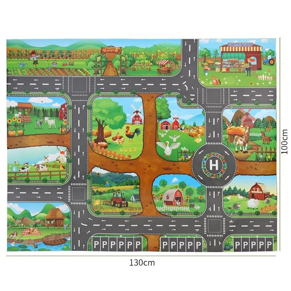 Tapis de Jeu Voiture pour Enfants - Circuit de Circulation, Imperméable, 100x130cm