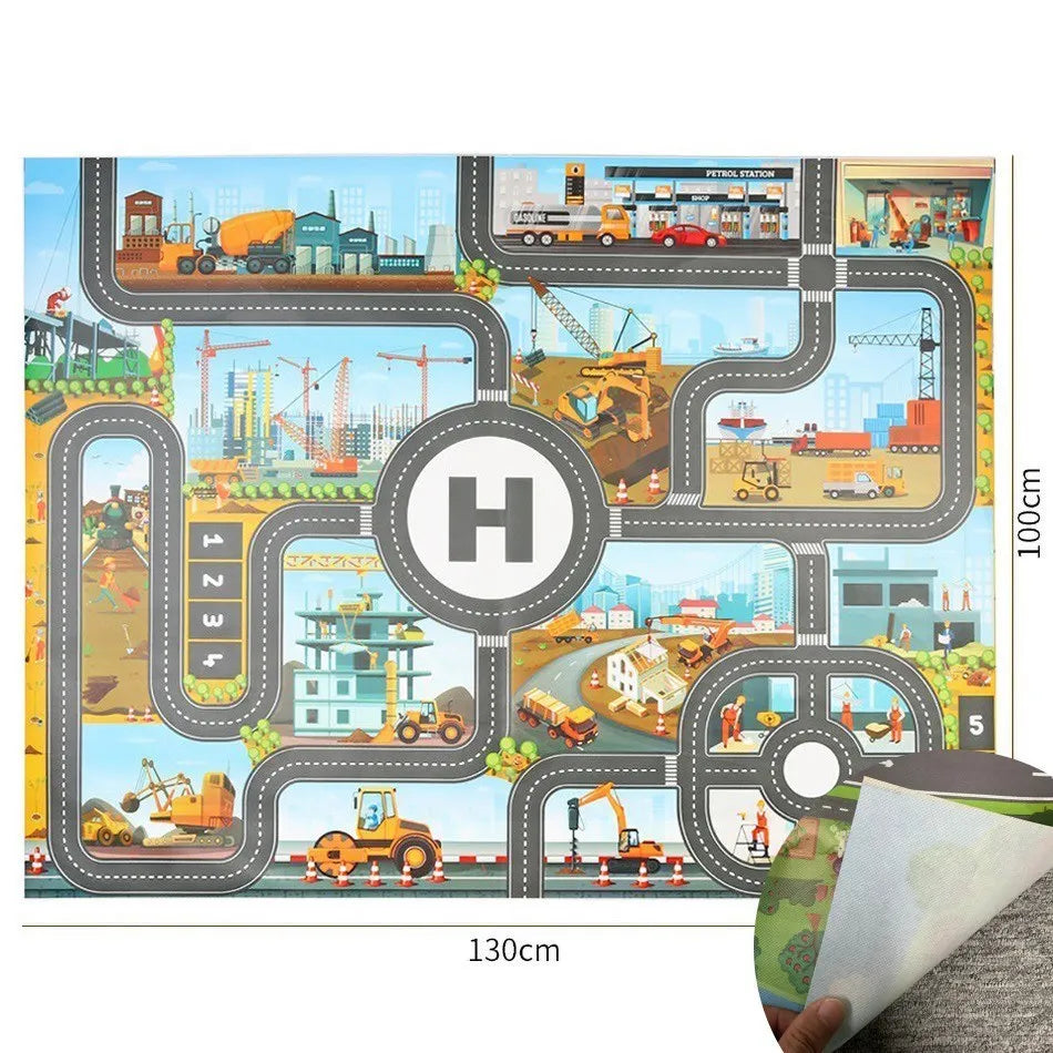 Tapis de Jeu Voiture pour Enfants - Circuit de Circulation, Imperméable, 100x130cm